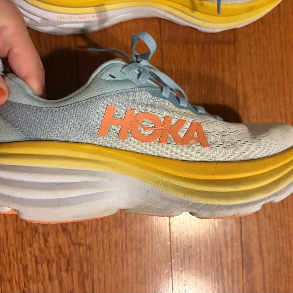 Hoka Women's Light Blue and Yellow Athletic Running Shoes - Picture 7 of 10